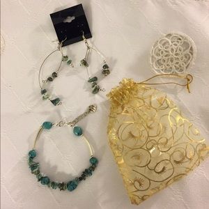 REAL TURQUOISE BRACELET /EARRINGS SET.
